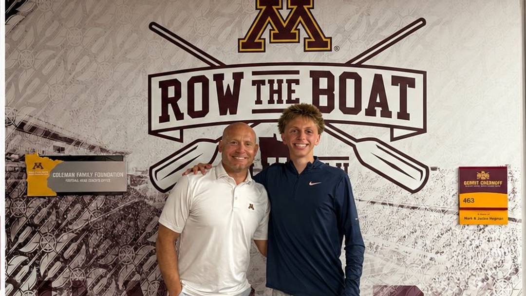 Carter Cupito with Gophers head coach P.J. Fleck.