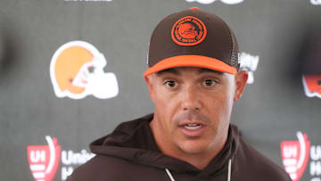 Aug 5, 2024; Cleveland Browns assistant head Coach/special teams coordinator Bubba Ventrone during a press conference at the Browns training facility in Berea, Ohio.