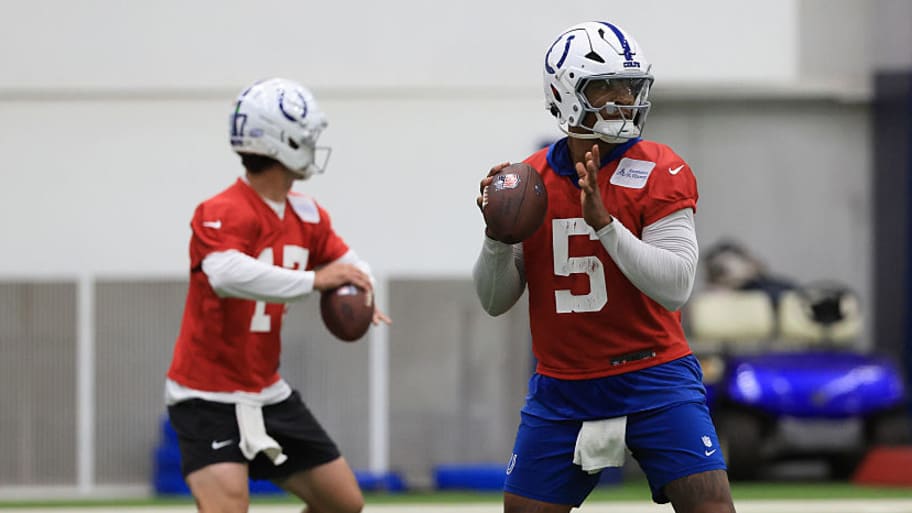 Colts quarterbacks Daniel Jones and Anthony Richardson have yet to separate from one another as they battle for the starting gig. | Justin Casterline / Getty Images