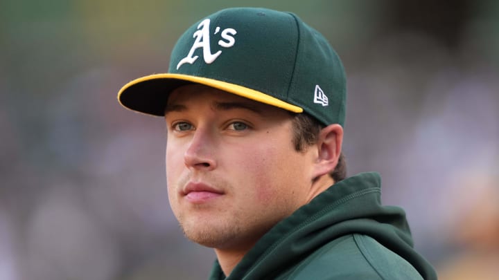 May 3, 2024; Oakland, California, USA; Oakland Athletics relief pitcher Mason Miller (19) before the game against the Miami Marlins at Oakland-Alameda County Coliseum. Mandatory Credit: Darren Yamashita-USA TODAY Sports