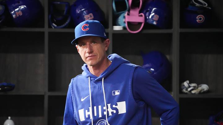 May 8, 2026; Arlington, Texas, USA;  Chicago Cubs manager Craig Counsell (11) stands the dugout prior to a game against the Texas Rangers at Globe Life Field. Mandatory Credit: Raymond Carlin III-Imagn Images