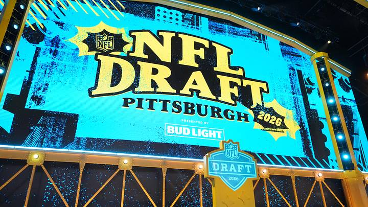 Apr 23, 2026; Pittsburgh, PA, USA; General view of the stage during the 2026 NFL Draft at Acrisure Stadium. Mandatory Credit: Kirby Lee-Imagn Images