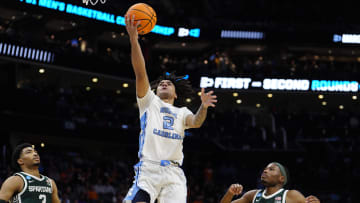 Elliot Cadeau managed the game well for North Carolina on Saturday against Michigan State. 