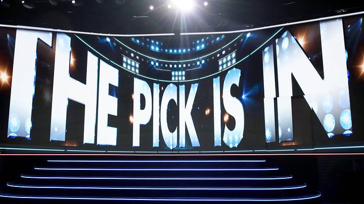 Jun 27, 2025; Los Angeles, California, USA; The video board shows the 20th overall pick for the Columbus Blue Jackets is about to be announced in the first round of the 2025 NHL Draft at Peacock Theater. Jun 27, 2025; Los Angeles, California, USA; The video board shows the 20th overall pick for the Columbus Blue Jackets is about to be announced in the first round of the 2025 NHL Draft at Peacock Theater.