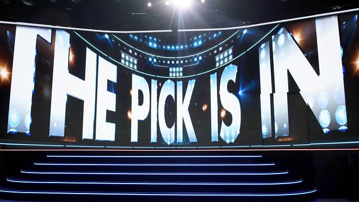 Jun 27, 2025; Los Angeles, California, USA; The video board shows the 20th overall pick for the Columbus Blue Jackets is about to be announced in the first round of the 2025 NHL Draft at Peacock Theater. Jun 27, 2025; Los Angeles, California, USA; The video board shows the 20th overall pick for the Columbus Blue Jackets is about to be announced in the first round of the 2025 NHL Draft at Peacock Theater.