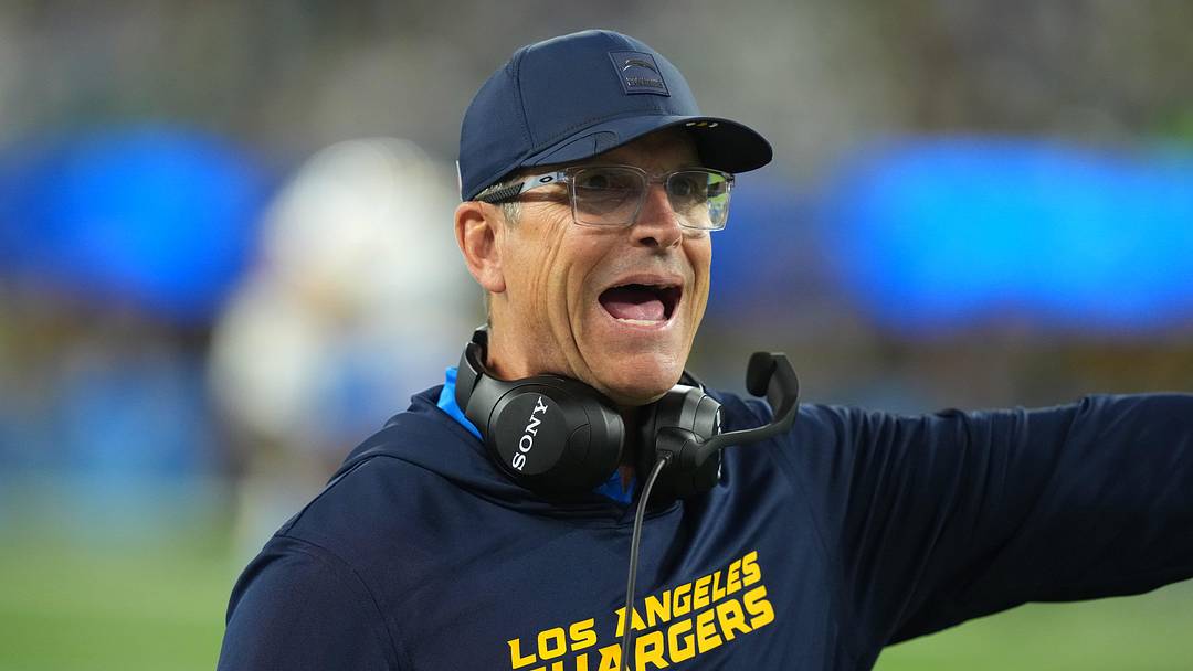 Dec 8, 2025; Inglewood, California, USA; Los Angeles Chargers head coach Jim Harbaugh reacts in the first half against the Philadelphia Eagles at SoFi Stadium. Mandatory Credit: Kirby Lee-Imagn Images Dec 8, 2025; Inglewood, California, USA; Los Angeles Chargers head coach Jim Harbaugh reacts in the first half against the Philadelphia Eagles at SoFi Stadium. Mandatory Credit: Kirby Lee-Imagn Images