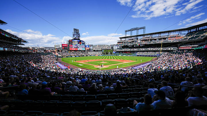 Sep 21, 2025; Denver, Colorado, USA; General wide angle view of Coors Field during the game between the Los Angeles Angels against the Colorado Rockies. Sep 21, 2025; Denver, Colorado, USA; General wide angle view of Coors Field during the game between the Los Angeles Angels against the Colorado Rockies.
