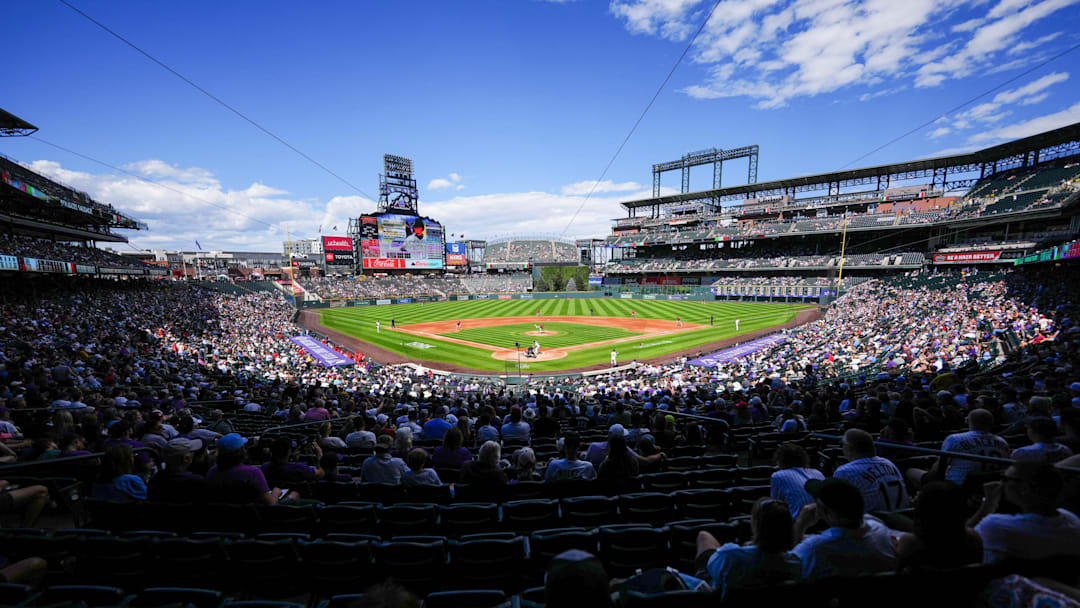 Sep 21, 2025; Denver, Colorado, USA; General wide angle view of Coors Field during the game between the Los Angeles Angels against the Colorado Rockies. Sep 21, 2025; Denver, Colorado, USA; General wide angle view of Coors Field during the game between the Los Angeles Angels against the Colorado Rockies.