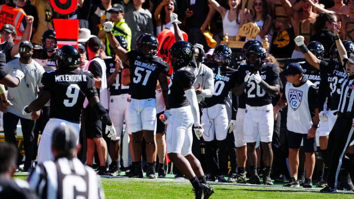 Sep 9, 2023; Boulder, Colorado, USA; Colorado Buffaloes cornerback Carter Stoutmire (23) reacts