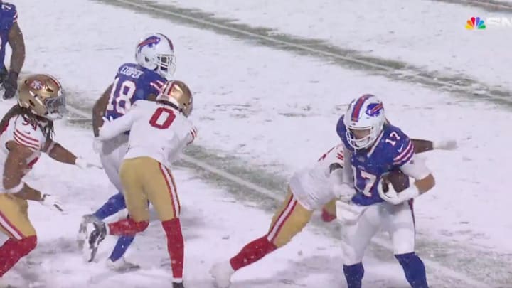 Amari Cooper pitches a lateral to Josh Allen for a touchdown. Amari Cooper pitches a lateral to Josh Allen for a touchdown.