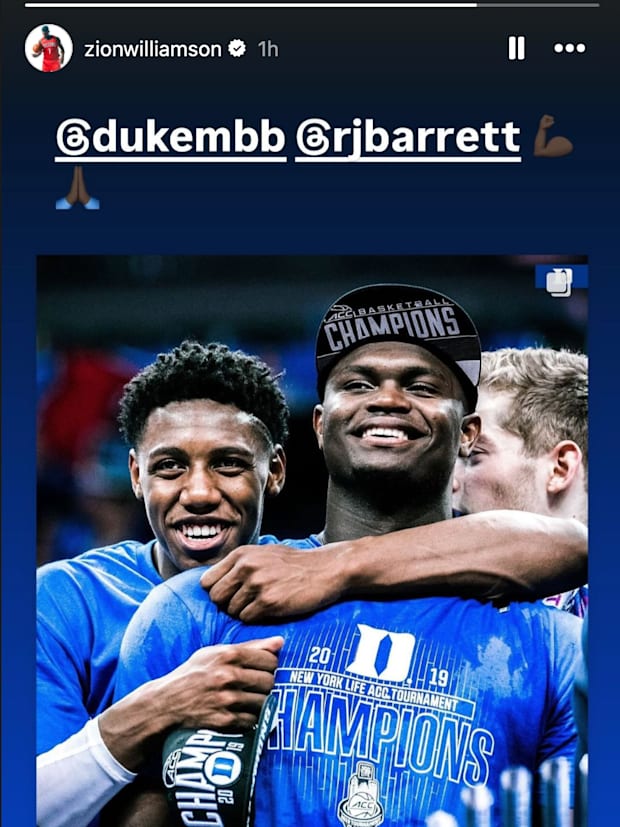 Zion Williamson's IG Story