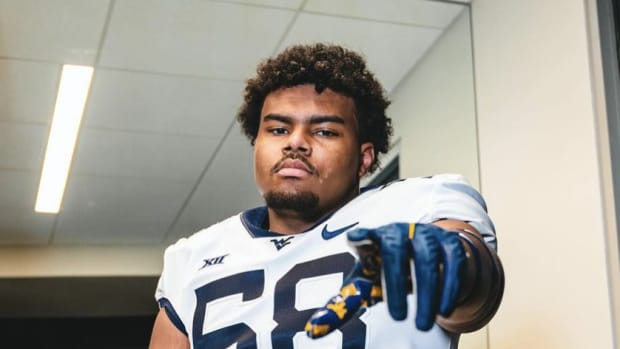 Defensive lineman Elijah Crawford during his visit to West Virginia (WVU Athletics Communications).