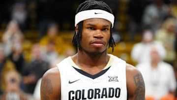 Travis Hunter before Colorado's game against Bellarmine on Dec. 21, 2024.