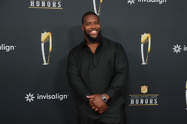 Kobie Turner on the red carpet before Super Bowl LIX NFL Honors at Saenger Theatre. 