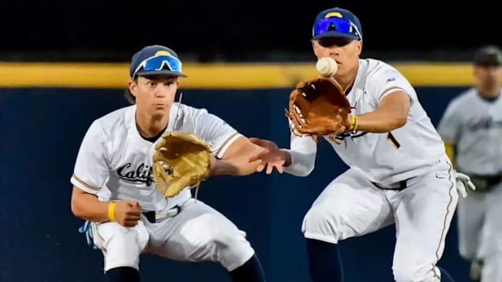 Cal middle infielders PJ Moutzouridis (left) and Jarren Advincula Cal middle infielders PJ Moutzouridis (left) and Jarren Advincula