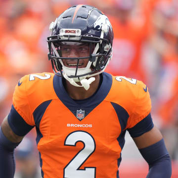 Sep 10, 2023; Denver, Colorado, USA; Denver Broncos cornerback Pat Surtain II (2) reacts in the first quarter against the Denver Broncos at Empower Field at Mile High. 