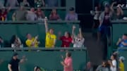 This Red Sox fan had the catch of the night. 