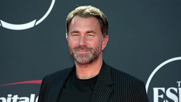 Jul 12, 2023; Los Angeles, CA, USA; Matchroom Sport chairman Eddie Hearn arrives on the red carpet before the 2023 ESPYS at the Dolby Theatre. Mandatory Credit: Kirby Lee-Imagn Images