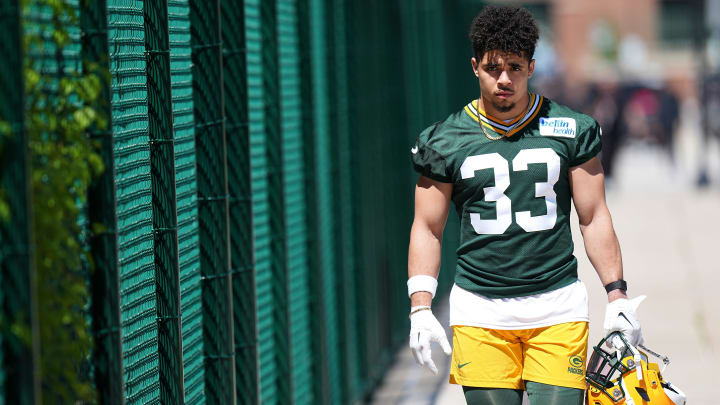 Green Bay Packers safety Evan Williams (33) is shown before organized team activities Wednesday, May 29, 2024 in Green Bay, Wisconsin.