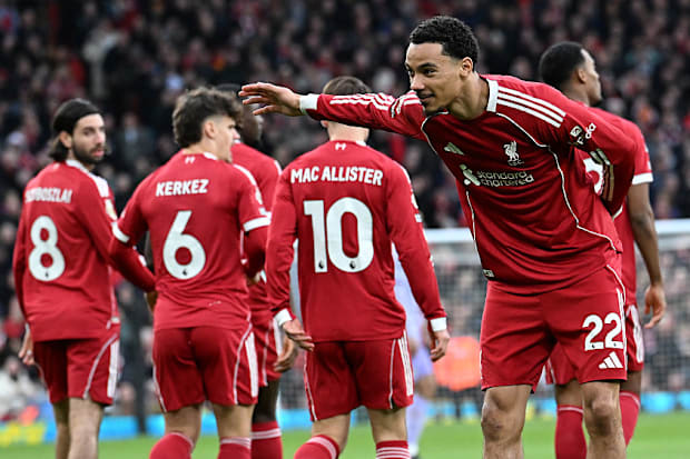Hugo Ekitiké celebrates scoring