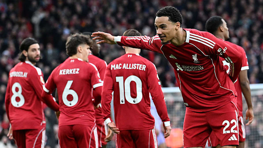 Hugo Ekitiké celebrates scoring