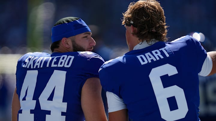 Giants running back Cam Skattebo and quarterback Jaxson Dart have the team feeling good about its future. Giants running back Cam Skattebo and quarterback Jaxson Dart have the team feeling good about its future.