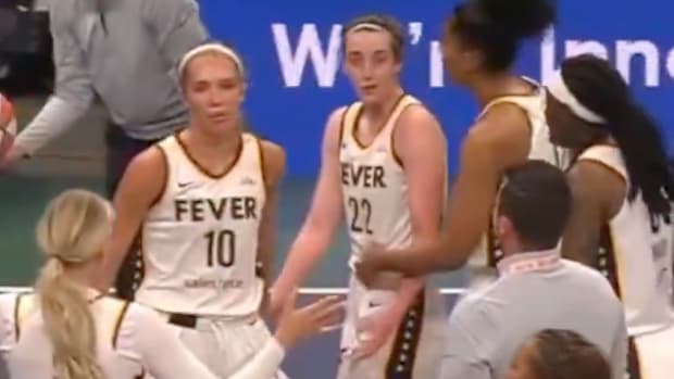 Caitlin Clark's funny face vs. Dream. 