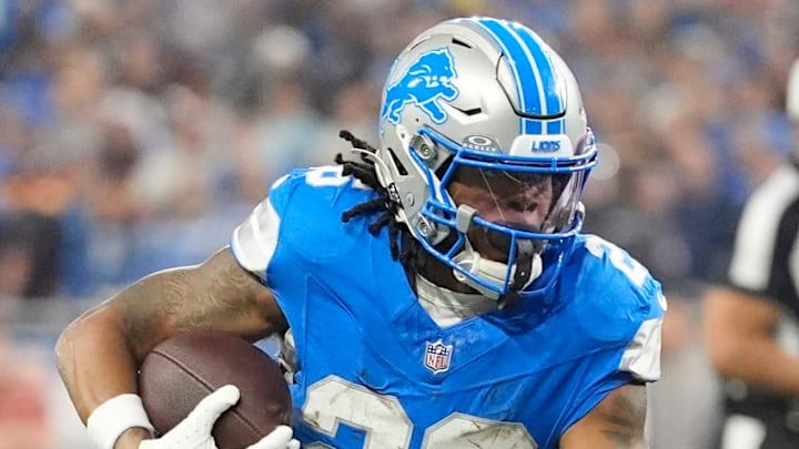 Detroit Lions running back Jahmyr Gibbs (26).