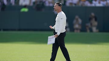 Green Bay Packers head coach Matt LaFleur is shown during the first quarter of their game Sunday, October 20, 2024 at Lambeau Field in Green Bay, Wisconsin. The Green Bay Packers beat the Houston Texans 24-22.