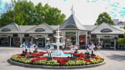 Jun 3, 2024; Saratoga Springs, NY, USA; The Marylou Whitney entrance at Saratoga Race Course ahead of the Belmont Stakes