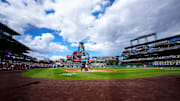 Sep 21, 2025; Denver, Colorado, USA; General view of the first inning between the Los Angeles Angels against the Colorado Rockies at Coors Field.