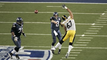 Seahawks quarterback Matt Hasselbeck during Super Bowl XL