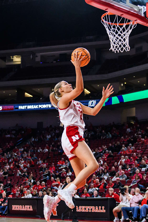 Natalie Potts hits an open-court lay-up. 