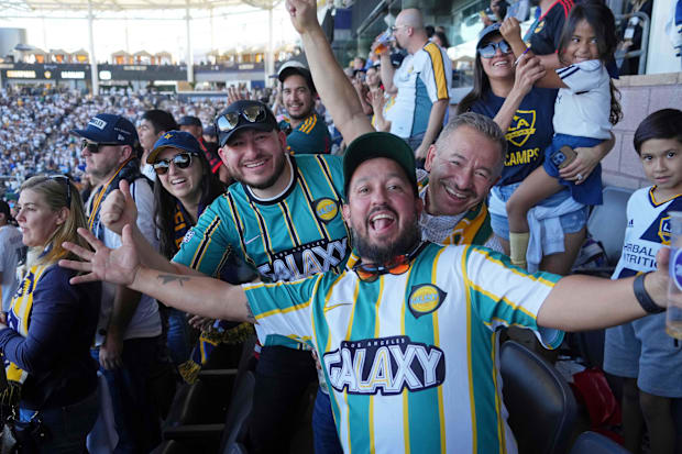 LA Galaxy fans cheer during the 2024 MLS Cup at Dignity Health Sports Park. 