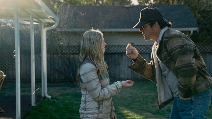 L-R Kate Maree as Melissa and Dennis Quaid as Keith Jesperson Happy Face, episode 1, season 1, streaming on Paramount+. Photo credit: Ed Araquel/Paramount+