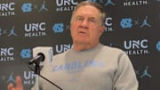 UNC football coach Bill Belichick on Wednesday, Aug. 20, 2025, during a press conference inside the Kenan Football Center.