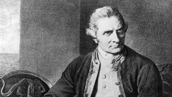 Hacia 1770: el explorador inglés y miembro de la Royal Society, el capitán James Cook (1728-1779). Hacia 1770: el explorador inglés y miembro de la Royal Society, el capitán James Cook (1728-1779).