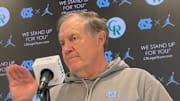 UNC football coach Bill Belichick during a press conference on Tuesday, Nov. 4, 2025 inside the Kenan Football Center.
