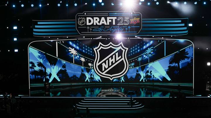 Jun 27, 2025; Los Angeles, California, USA; A general view inside the venue prior to the first round of the 2025 NHL Draft at Peacock Theater. Mandatory Credit: Kirby Lee-Imagn Images