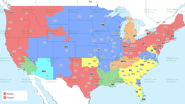 NFL Week 8 coverage maps, FOX Single Game