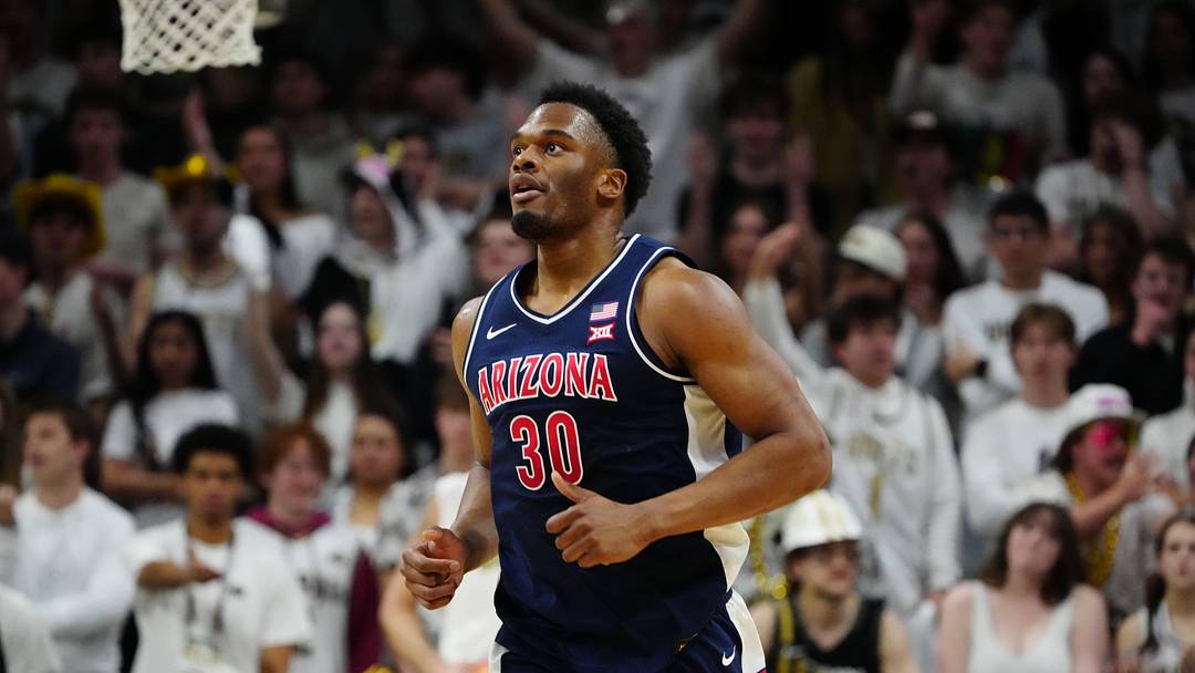 Mar 7, 2026; Boulder, Colorado, USA; Arizona Wildcats forward Tobe Awaka (30) during the second half against the Colorado Buffaloes at the CU Events Center. Mandatory Credit: Ron Chenoy-Imagn Images
