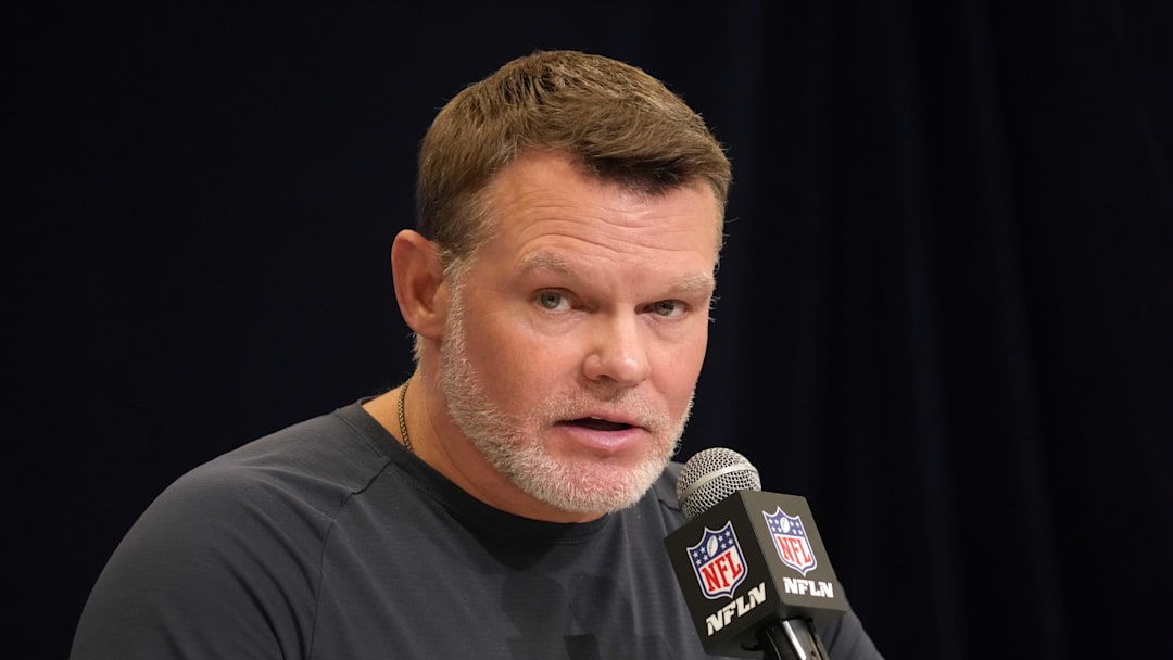 Feb 25, 2025; Indianapolis, IN, USA; Indianapolis Colts general manager Chris Ballard speaks during the NFL Scouting Combine at the Indiana Convention Center. Mandatory Credit: Kirby Lee-Imagn Images