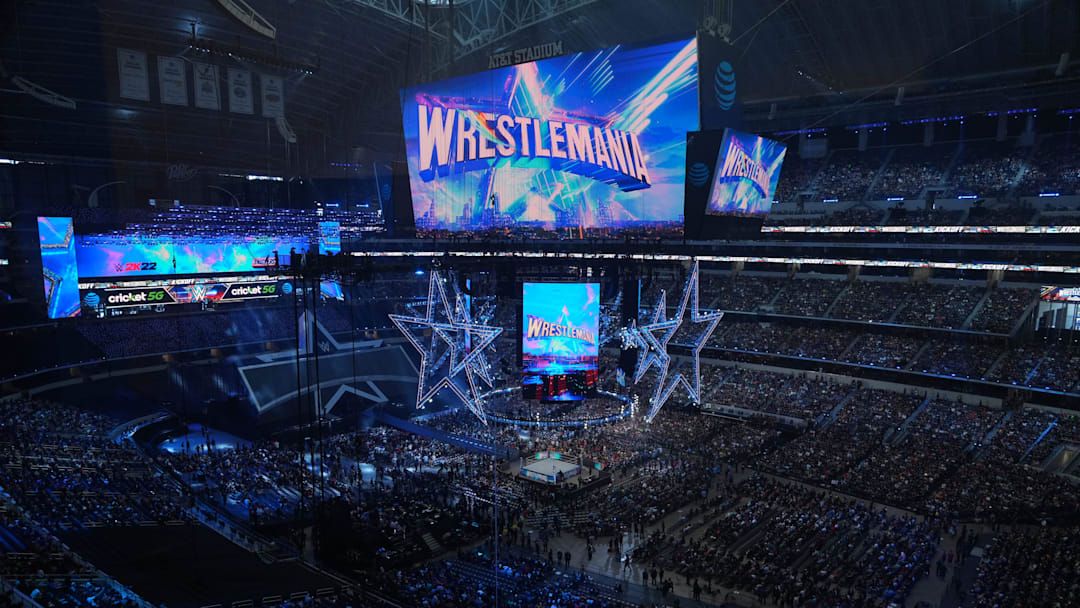 A general view of the WrestleMania stage. 