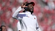 Wisconsin Badgers quarterbacks coach Kenny Guiton is shown during the second quarter of a game at Camp Randall Stadium in Madison, Wisconsin.