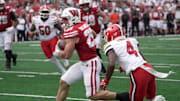 Wisconsin running back Cade Yacamelli (25) makes a reception during the fourth quarter of their game Saturday, September 20, 2025 at Camp Randall Stadium in Madison, Wisconsin. Maryland beat Wisconsin 27-10.