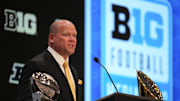 Jul 24, 2025; Las Vegas, NV, USA; Purdue head coach Barry Odom speaks to the media during the Big Ten NCAA college football media days at Mandalay Bay Resort. Mandatory Credit: Lucas Peltier-Imagn Images