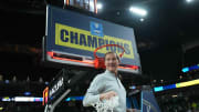 Mar 16, 2024; Las Vegas, NV, USA; Oregon Ducks head coach Dana Altman celebrates after the Pac-12 Championship game against the Colorado Buffaloes at T-Mobile Arena. Mandatory Credit: Kirby Lee-USA TODAY Sports