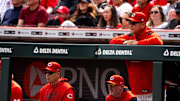 Cincinnati Reds manager Terry Francona looks on in the sixth inning of the MLB game between the Cincinnati Reds and the Pittsburgh Pirates at Great American Ball Park in Cincinnati on Sunday, April 13, 2025.