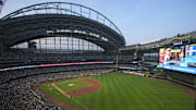 Jun 6, 2025; Milwaukee, Wisconsin, USA;  General view of American Family Field during the fourth inning of the game between the San Diego Padres and Milwaukee Brewers. Mandatory Credit: Jeff Hanisch-Imagn Images