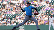 Apr 5, 2024; Denver, Colorado, USA; Tampa Bay Rays pitcher Pete Fairbanks (29) delivers a pitch in
